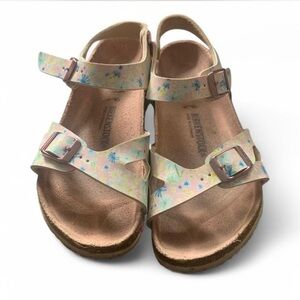 Birkenstock rio ankle strap Sandals  pink Floral Print size 4 youth summer